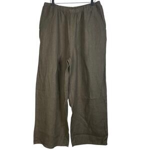 Flax Wide Leg Pants - Olive Green